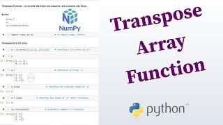 Python Numpy Tutorial - 12 ... Transpose Array Function || np.transpose( )