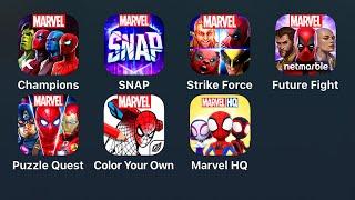 MARVEL Contest of Champions, MARVEL SNAP, MARVEL Strike Force, MARVEL Future Fight, MARVEL HQ