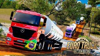 COMBOIO DE CAMINHÃO TANQUE SAINDO DA FAZENDA CARREGADO! - EURO TRUCK SIMULATOR 2