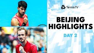 Alcaraz Plays Mpetshi Perricard; Medvedev, Rublev & Monfils Feature | Beijing 2024 Highlights Day 2