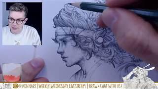 How to Draw Curly Hair with Pencil Demo | Pencil Artist Livestream