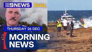 Bushfire emergencies across Australia; Recovery mission for teen in NSW waters | 9 News Australia