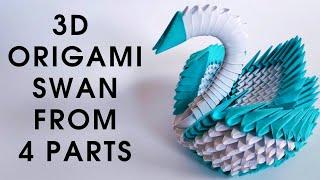 3D origami SWAN of 4 parts | How to make a 3d modular swan