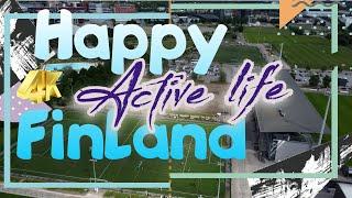 Active life in happy Finland, recreation in the city center Turku.