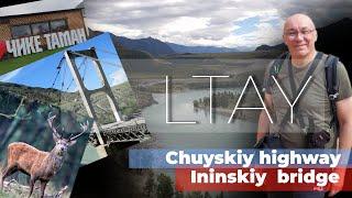 Chuisky highway & Ininskiy bridge. Altay. Siberia. Russia. 4K