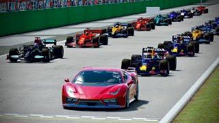 Ferrari 7X Design GTO Vision vs F1 2021 Cars at Vallelunga