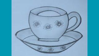 How to Draw Cup Plate Step By Step|| Cup Plate Drawing || চা কাপ আঁকা || art video || pencil drawing