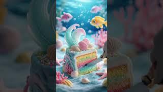 Rainbow Ocean Cake Slice!  ASMR Magic