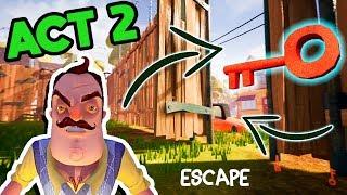 Hello Neighbor Act 2 - How to find Red Key to Escape (Easiest Walkthrough)