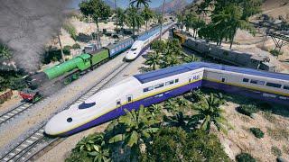 SHINKANSEN E4 meets old Trains with 2 Trains 2 Tracks! - Grand Theft Auto V