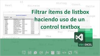 Filtrando datos de un ListBox con un control TextBox (Vba Excel)