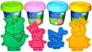 Learn Colors with Peppa Pig Royal Family Molds and Play Doh