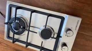 Gas Stove Gas Cooktop 2 Burners,12 Inches Portable Stainless Steel Built-in Gas Hob LPG/NG Dual Fuel