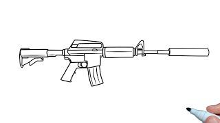 How to draw M16A4 Gun step by step | Drawing M4A1 easy