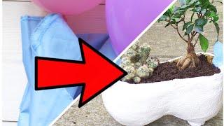 Cement Pot from cloth and balloons