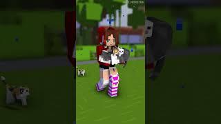 JJ's sister and cat family ignoring poor kitty - minecraft animation #shorts