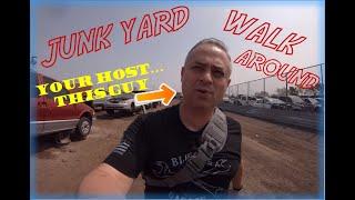 Blue Line Garage - Phoenix Junk Yard Walk Around - Owner of one crash car found!