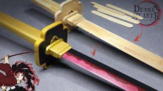 Cool Yoriichi Katana Making out from Popsicle Sticks - Free Template | WITHOUT POWERTOOLS