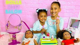 Kids Videos| Dolls Get Hair, Nails, and Makeup Done At Salon| Kel and Kyl's Playhouse