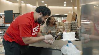 Erik McCoy goes undercover as cake decorator at Rouses Markets | New Orleans Saints