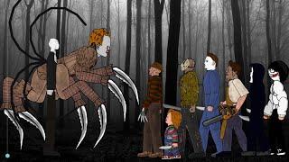 SLENDER MAN vs IT Pennywise vs Jason Voorhees, Freddy, Michael, Leatherface, Chucky, Ghostface, Jeff