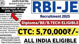 RBI JE Recruitment 2025 | RBI Junior Engineer Recruitment 2025 | RBI JE 2025 | Latest Govt Jobs 2025
