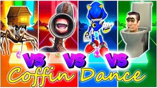 🟢 Spider House Head vs Siren Head vs Sonic exe vs Skibidi Toilet  Who is best? Tiles Hop EDM