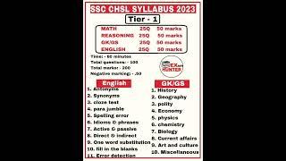 ssc chsl syllabus 2023 english, gk/gs