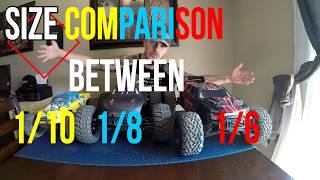 Size Comparison Between 1/10 1/8 1/6 Scale Rc's