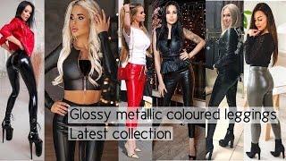 Glossy latex & leather leggings pants outfits ideas for ladies #new #leather #latex #leggings