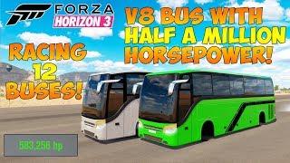 Forza Horizon 3 - BUS WITH V8 ENGINE & 500,000 HORSEPOWER! 12x Bus Race & No Gravity!