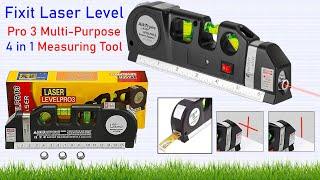 Fixit Laser Level Pro 3 Multi-Purpose 4 in1 Measuring Tool With 8 Feet Tape