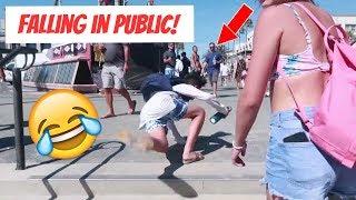 FALLING ON PURPOSE IN PUBLIC!  | Brock and Boston