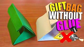 Origami Gift Bag Without Glue. Easy Paper Bag For Gifts For Celebration