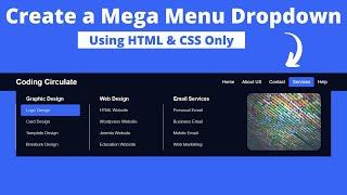 How to Create  Mega Menu using only HTML & CSS || Mega Dropdown Menu