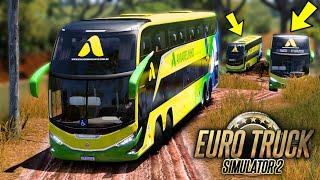 COMBOIO COM TRÊS ÔNIBUS NA ESTRADA DE TERRA COM ATOLEIROS! - EURO TRUCK SIMULATOR 2