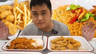 ASMR Mukbang | Halal tom yum fried rice, samosa, spring rolls, crispy fried chicken