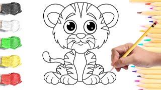 Bolalar uchun yo'lbars chizish | Tiger drawing with children | Рисунок с детьми Тигр