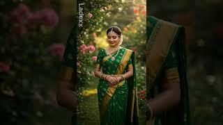 Grace in green! Traditional beauty  like the flowers around her.  #ai