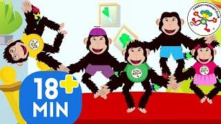 Five Cheeky Monkeys Jumping on the Bed | 5 Finger Family | Planet Song | I love Pizza | PLUS MORE