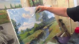 Forest landscape in oil, lessons for beginner artists. Full video tutorial. Artist Igor Sakharov