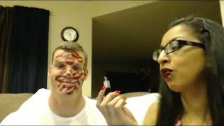 Bf covered in Lipstick Kisses #lipstick #kisses #beso #hotcouple #hot