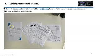 ARRL (VE's) Volunteer Examiners Certification and Testing Program Documentation Process I Used