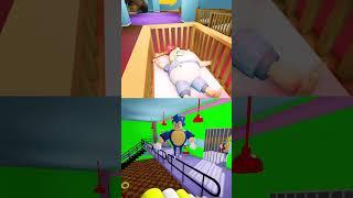 Jumpscare Baby Bobby's Daycare VS Barry's Prison Run Sonic Version| #roblox Roblox Obby