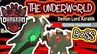 FIRST BATTLE IN THE UNDERWORLD!!! DEFEAT *NEW BOSSES* Demon Lord Azrallik in DUNGEON QUEST [ROBLOX]