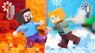 HOT vs COLD Challenge with Steve & Alex - LEGO Minecraft Animation