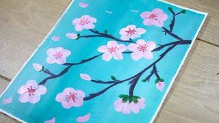 Цветущая ветка Сакуры | Как нарисовать Акрилом | Acrylic Painting Cherry Blossom flowers