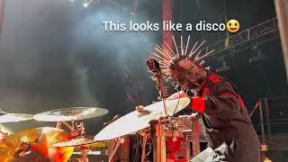 Craig the curious, having fun with Jay's drums