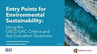 Footprint Evaluation Webinar 2: Entry points for environmental sustainability