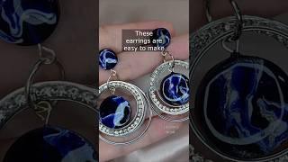 UV resin marble art earrings #uvresin #resinjewelry #marbleart
